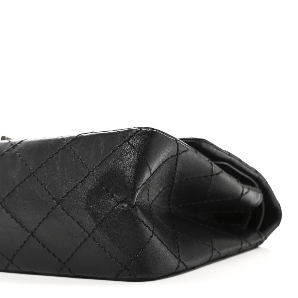 Aged Calfskin Quilted 2.55 Reissue 225 Flap Black