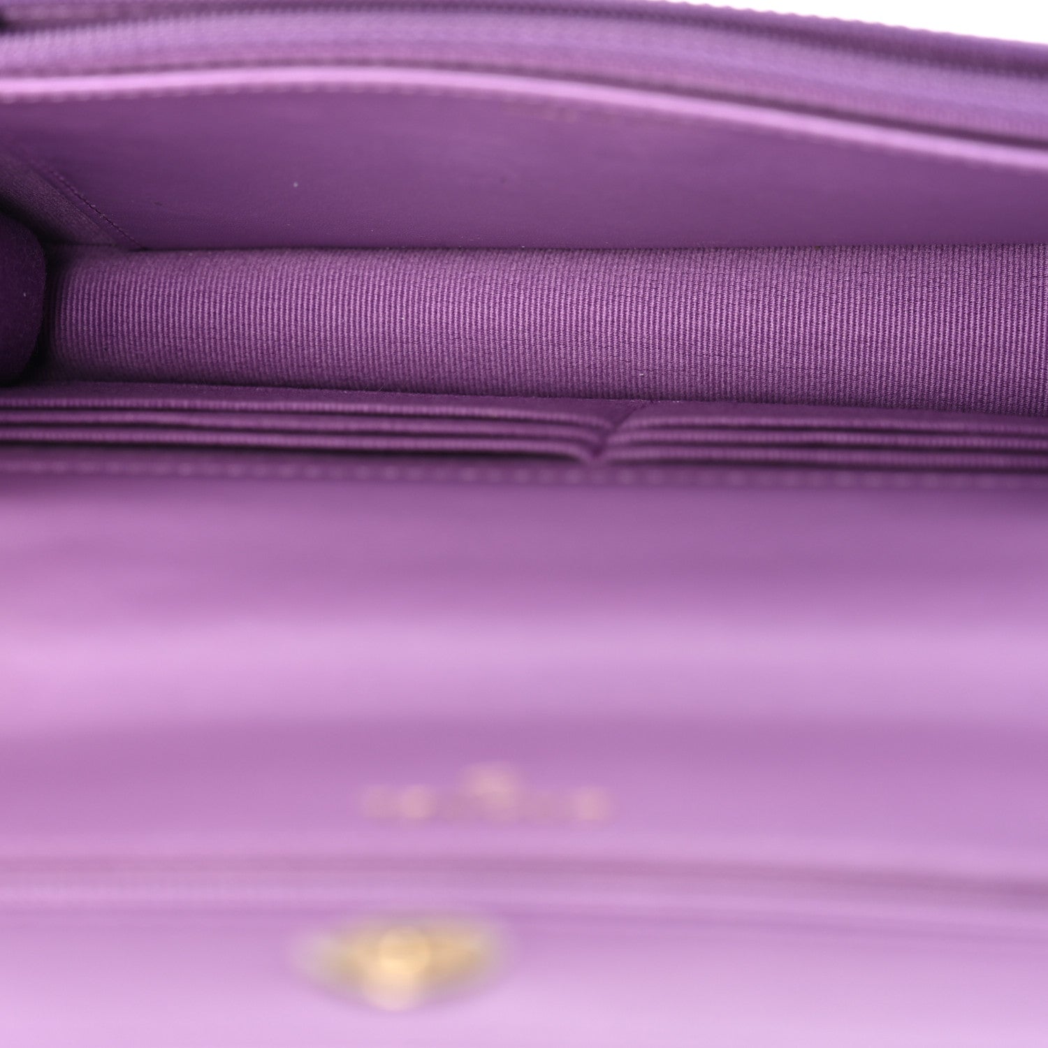 Lambskin Quilted Pick Me Up Wallet On Chain WOC Purple