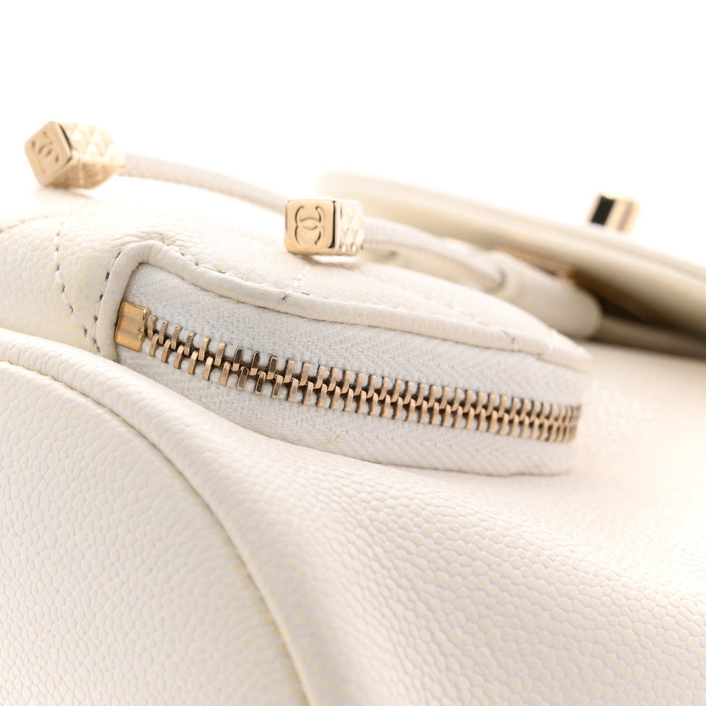 Caviar Quilted Mini Business Affinity Backpack White