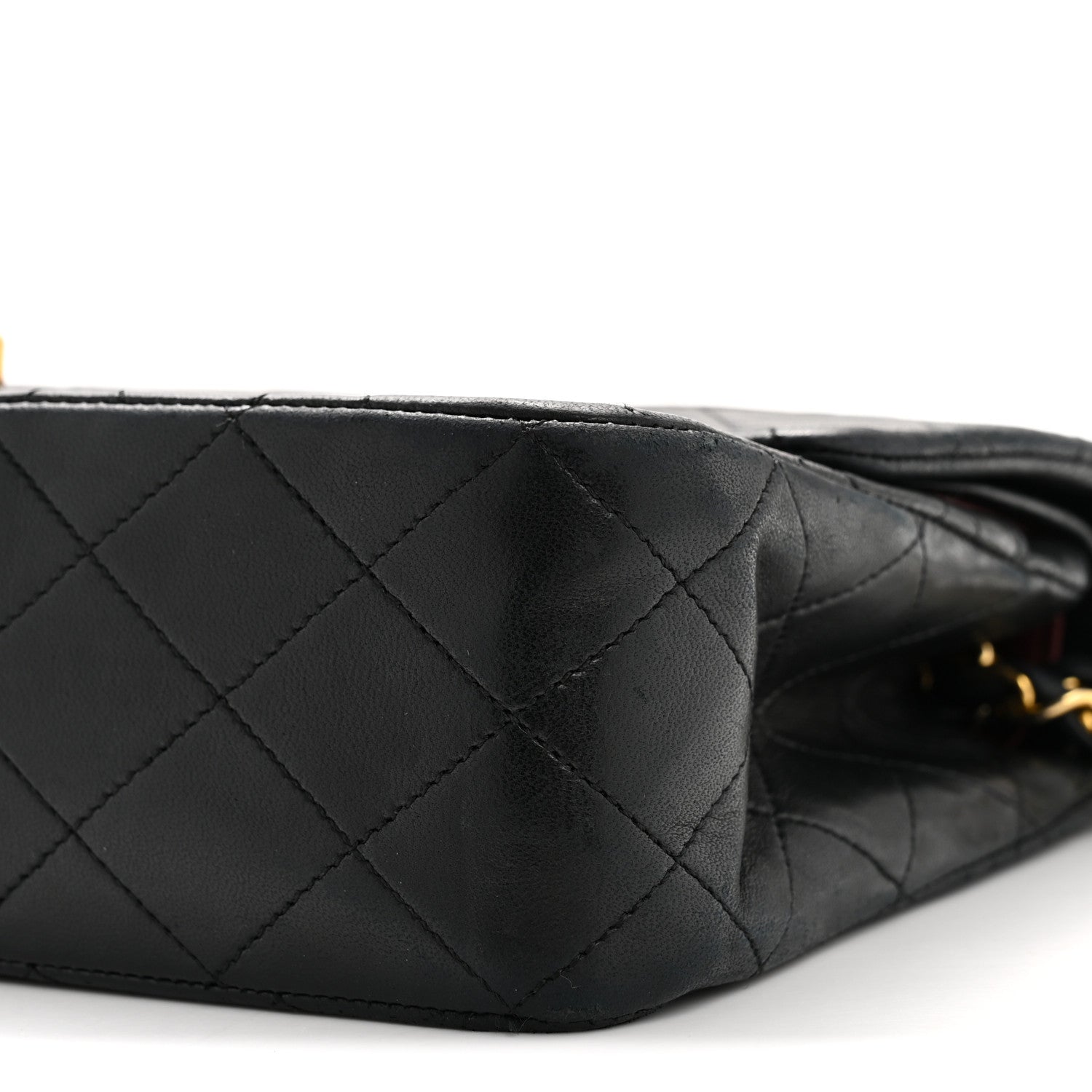 Lambskin Quilted Medium Double Flap Black