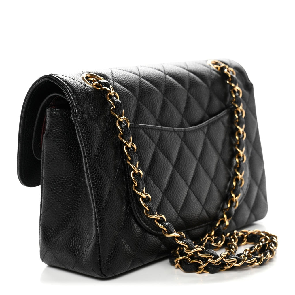 Caviar Quilted Small Double Flap Black