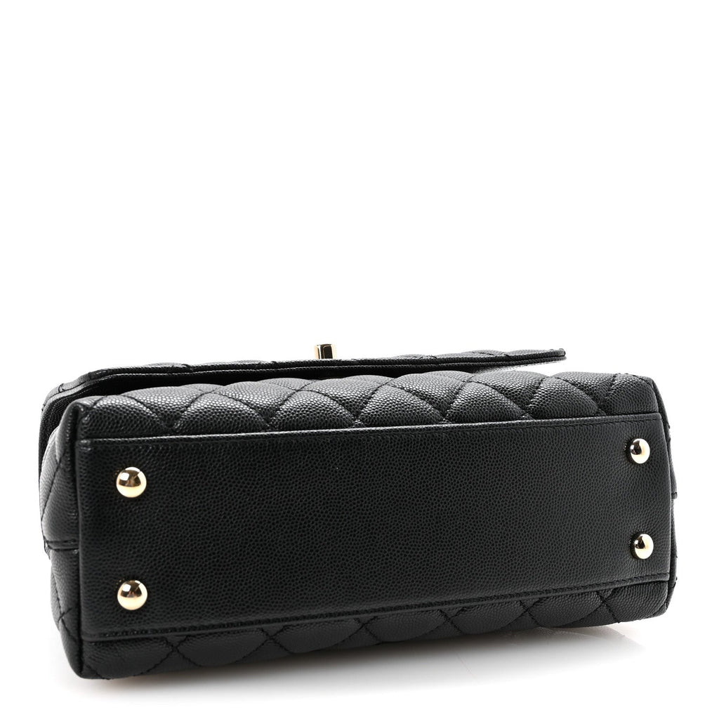 Caviar Quilted Mini Coco Handle Flap Black