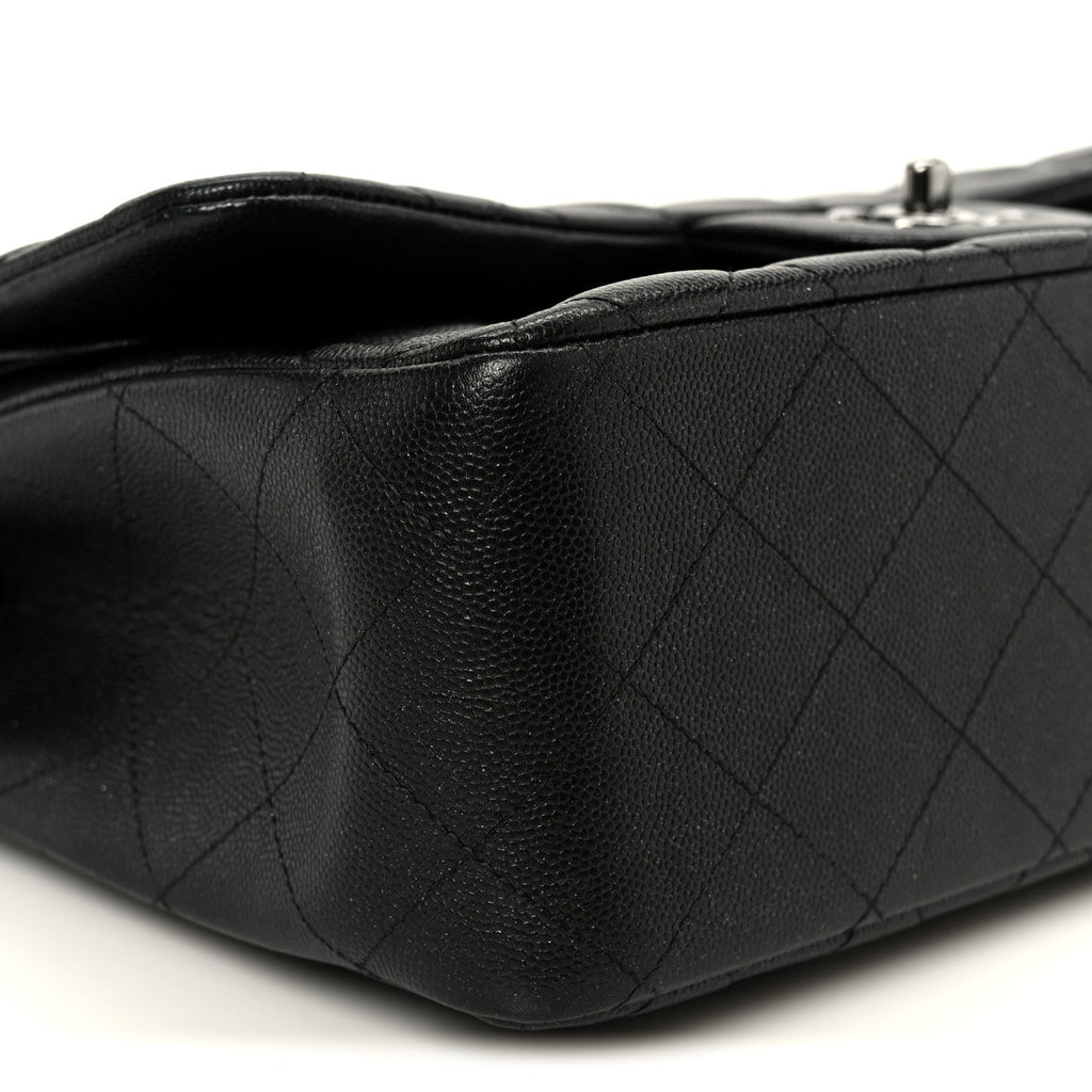 Iridescent Caviar Quilted Jumbo Double Flap Black