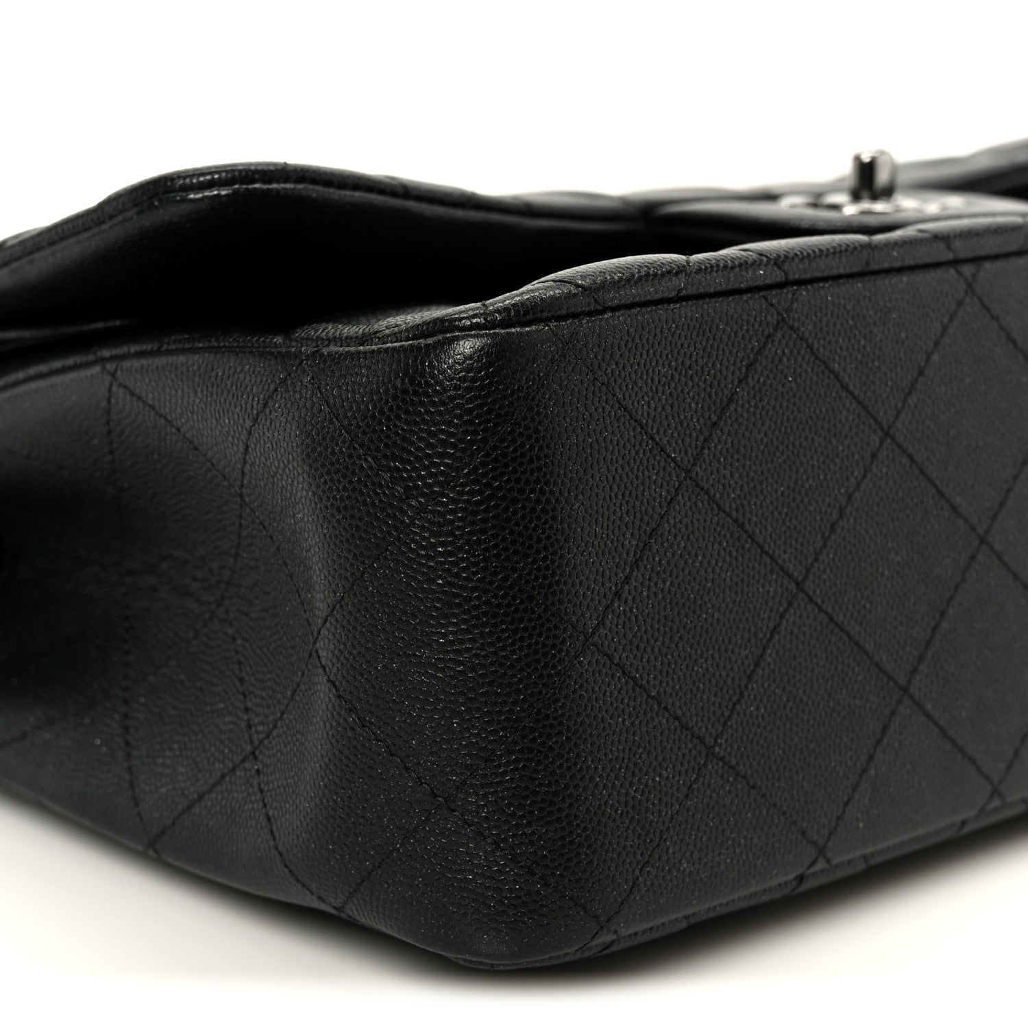 Iridescent Caviar Quilted Jumbo Double Flap Black