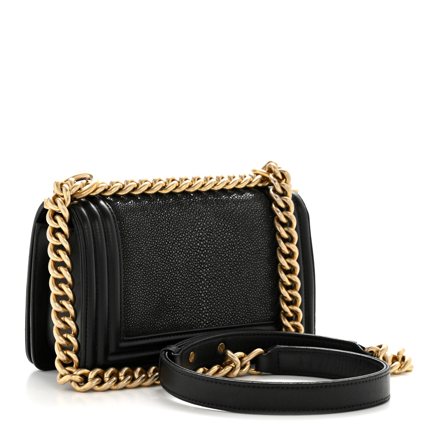 Galuchat Stingray Small Boy Flap Black