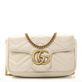 Calfskin Matelasse Super Mini GG Marmont Shoulder Bag White