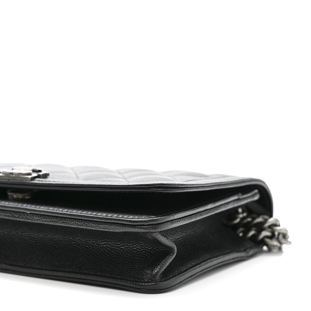 Caviar Quilted Boy Wallet On Chain WOC Black