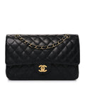 Caviar Quilted Medium Double Flap Black