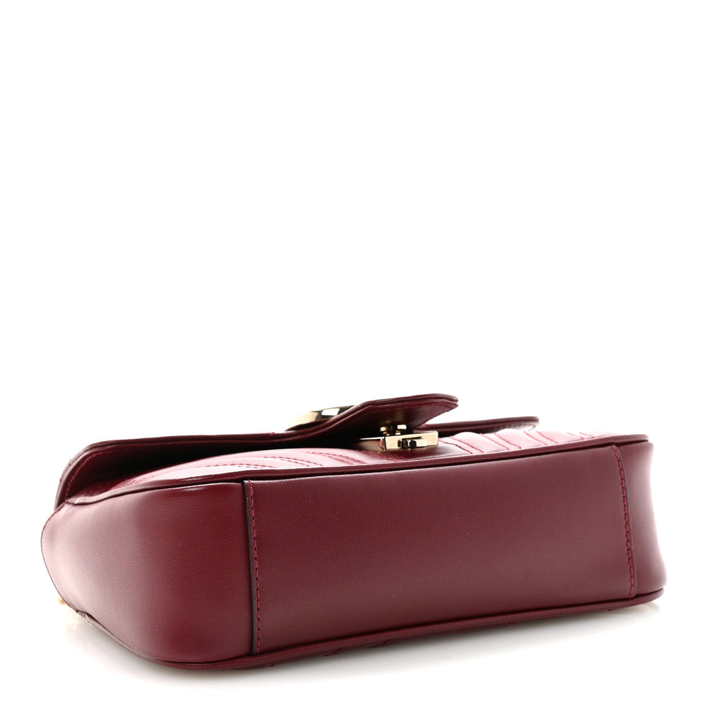 Calfskin Matelasse Small GG Marmont Shoulder Bag  Rosso Ancora