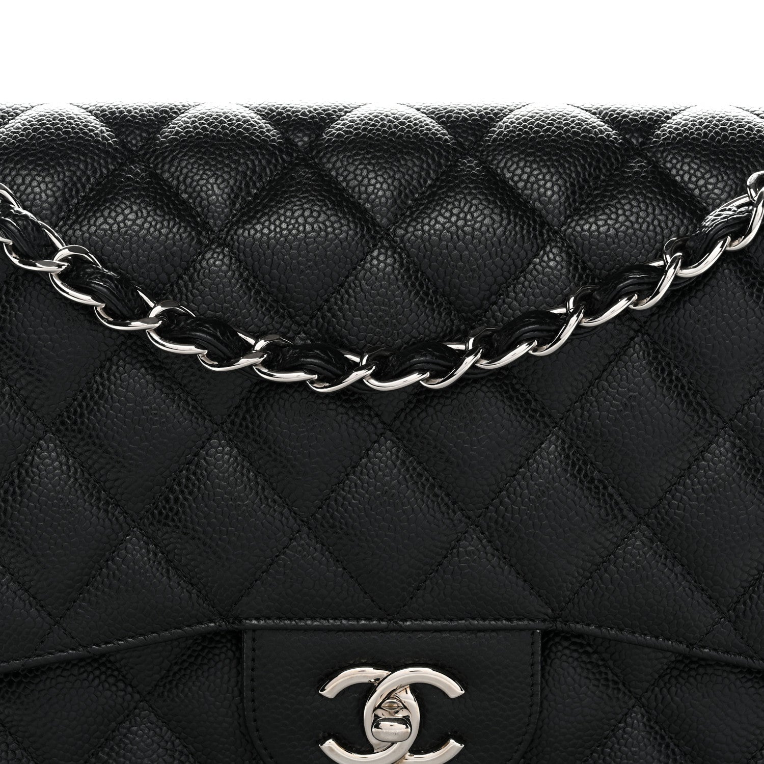 Caviar Quilted Jumbo Double Flap Black