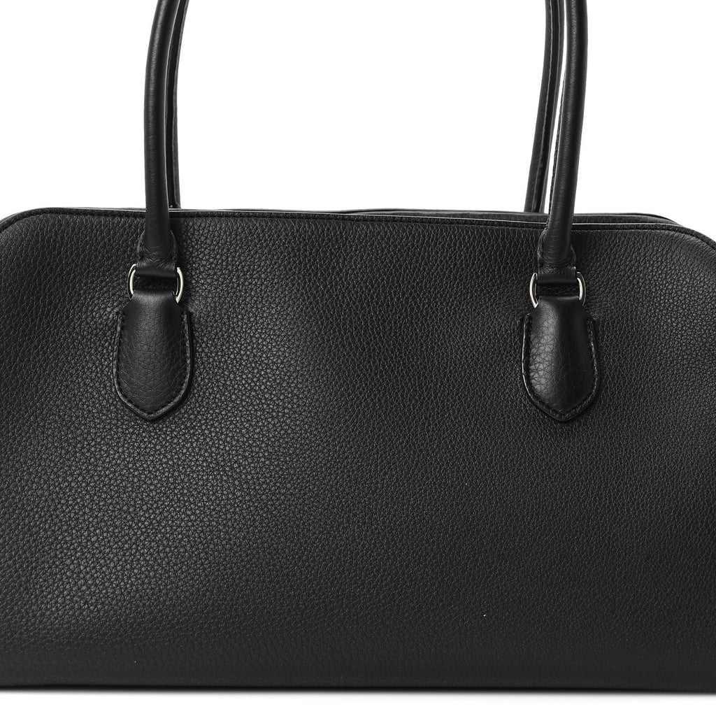 Grained Calfskin East West Bowling Bag Black