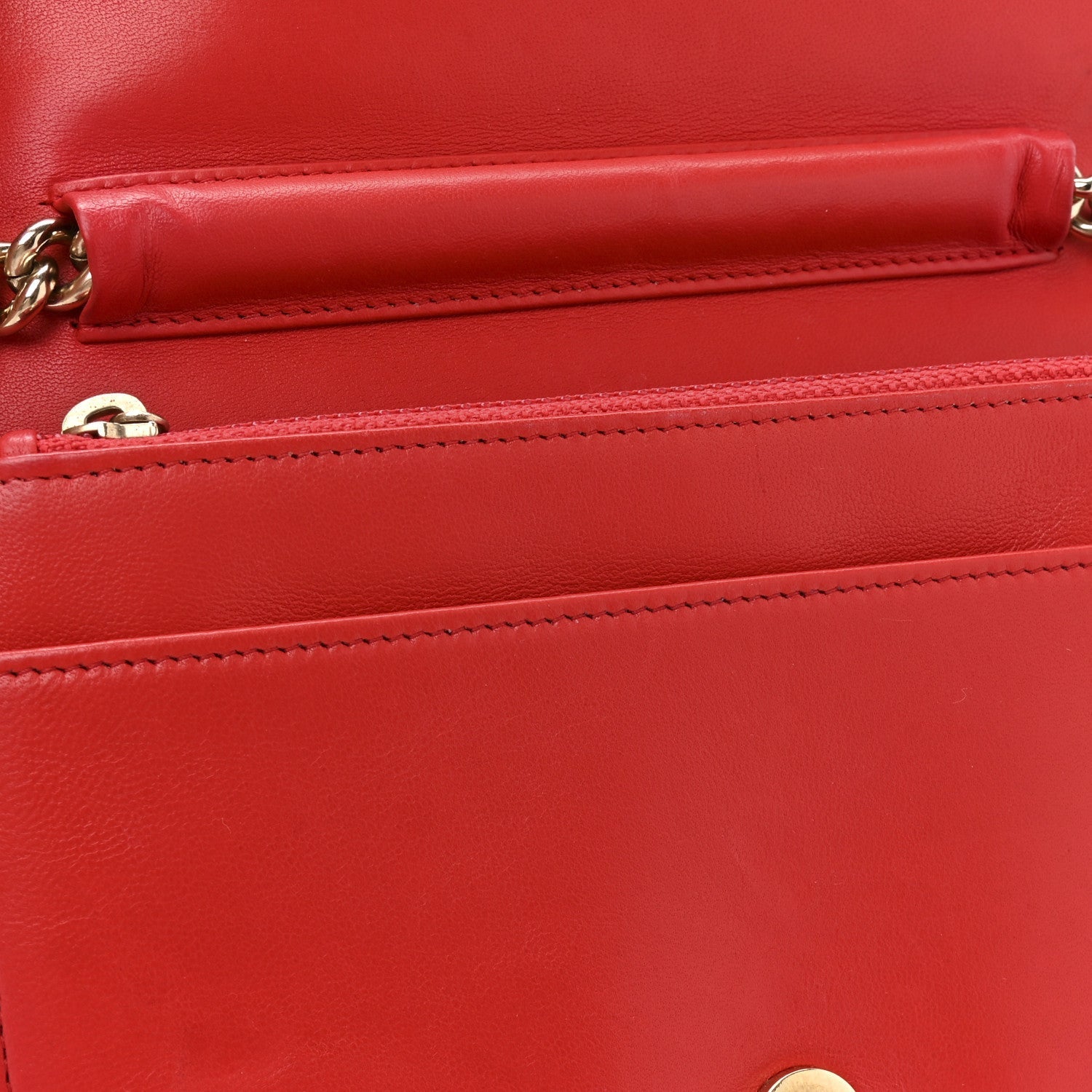 Lambskin Quilted Boy Wallet On Chain WOC Red