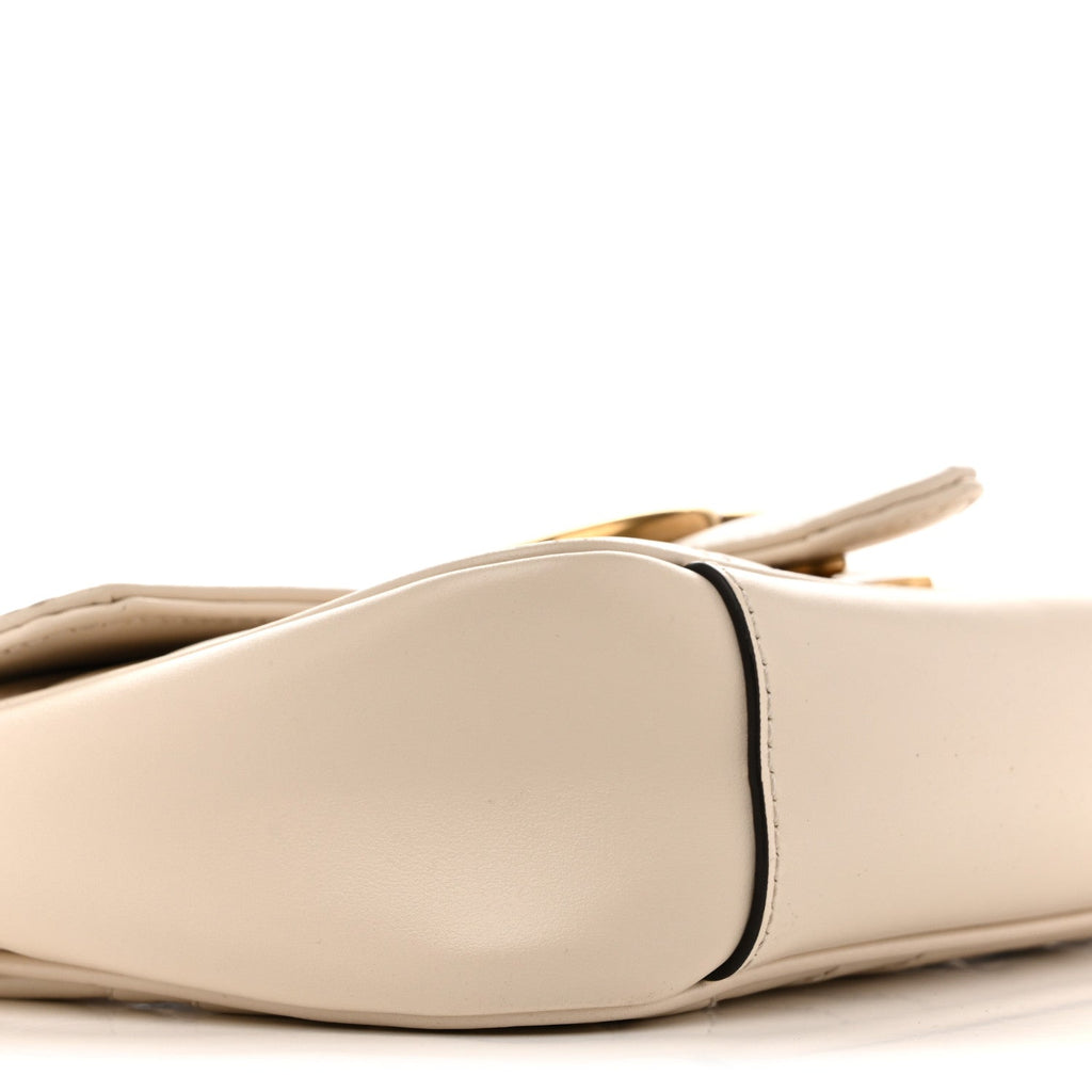 Calfskin Matelasse Mini GG Marmont Shoulder Bag White