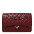 Caviar Quilted Jumbo Double Flap Burgundy