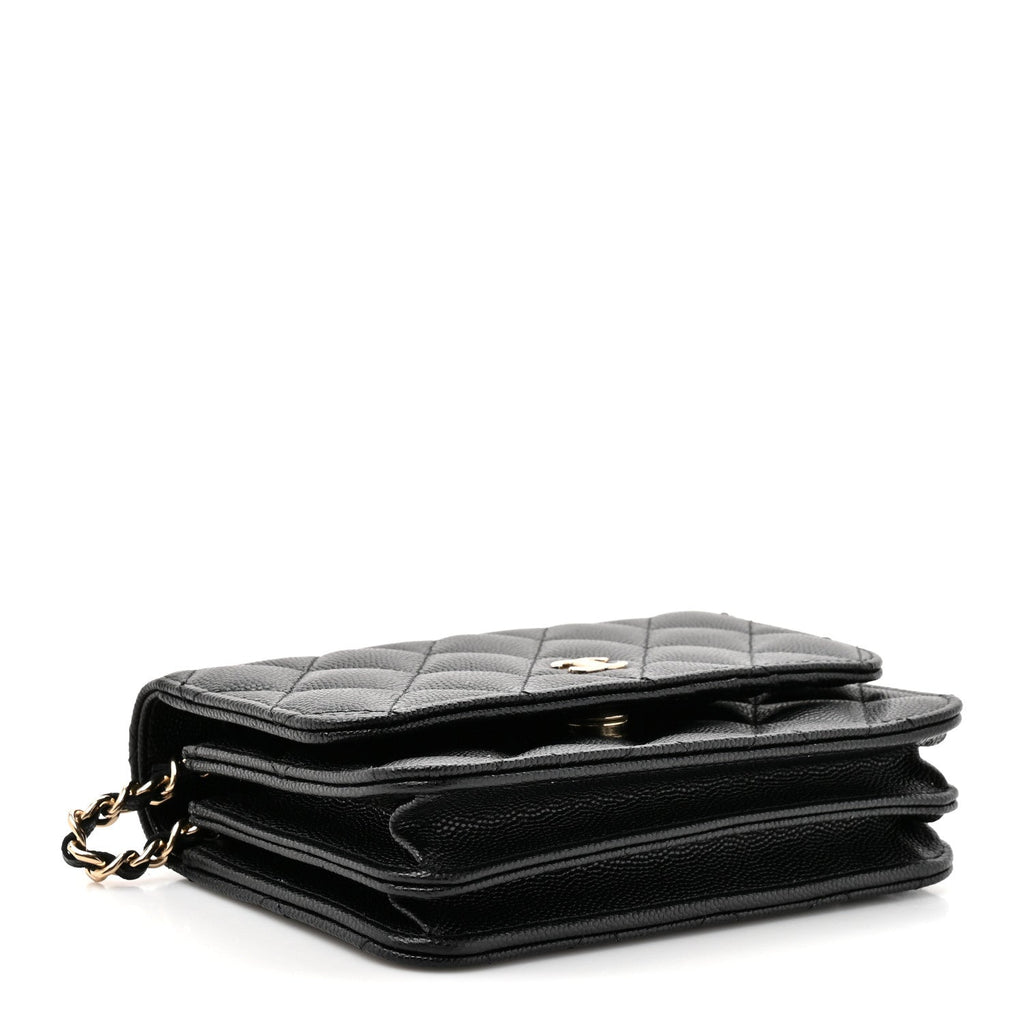 Caviar Quilted Mini Wallet On Chain WOC Black