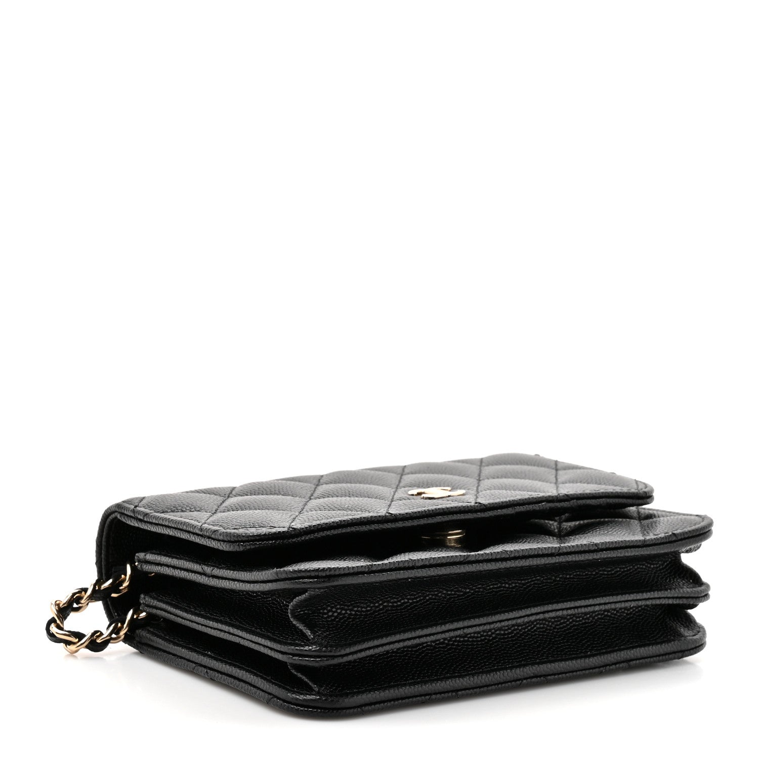 Caviar Quilted Mini Wallet On Chain WOC Black