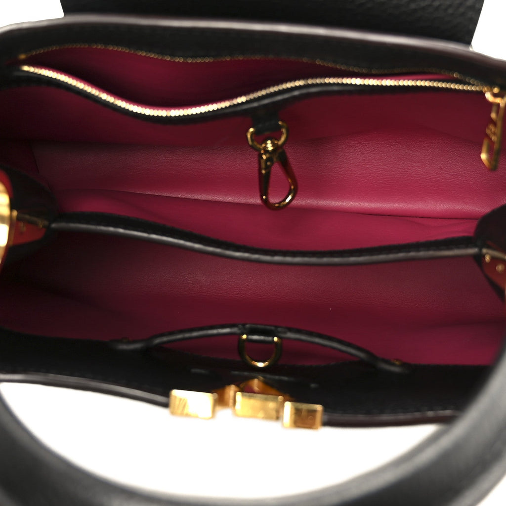 Taurillon Capucines PM Black Fuchsia