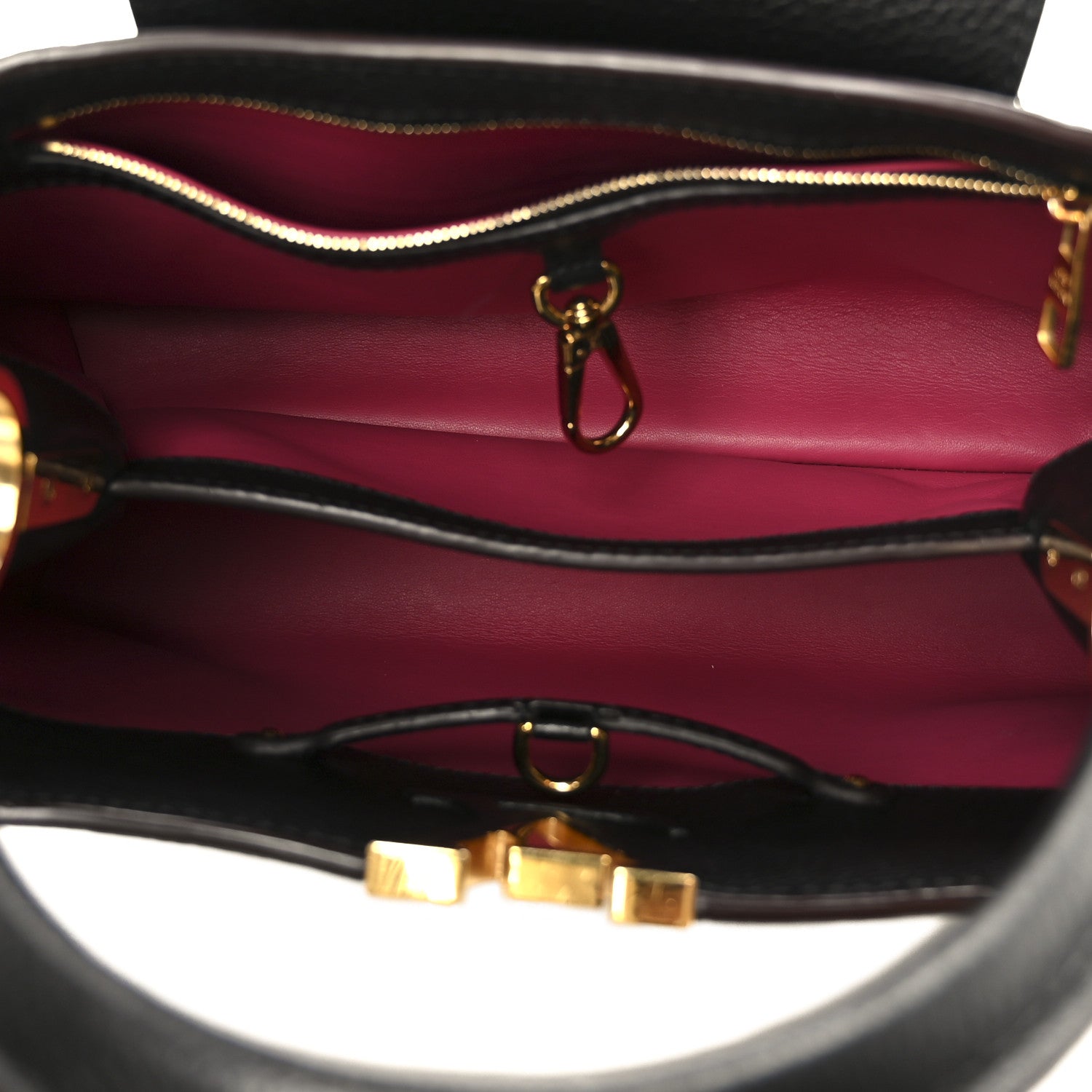 Taurillon Capucines PM Black Fuchsia