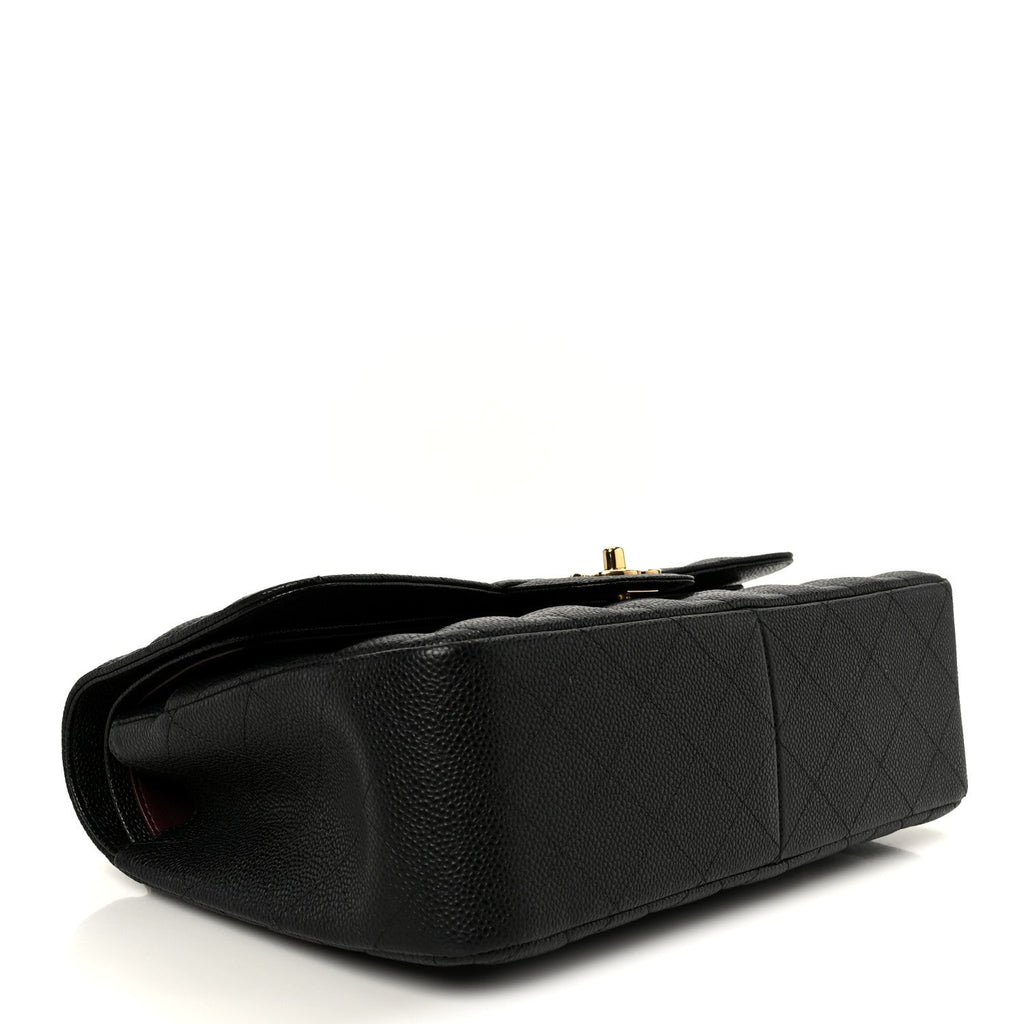 Caviar Quilted Jumbo Double Flap Black