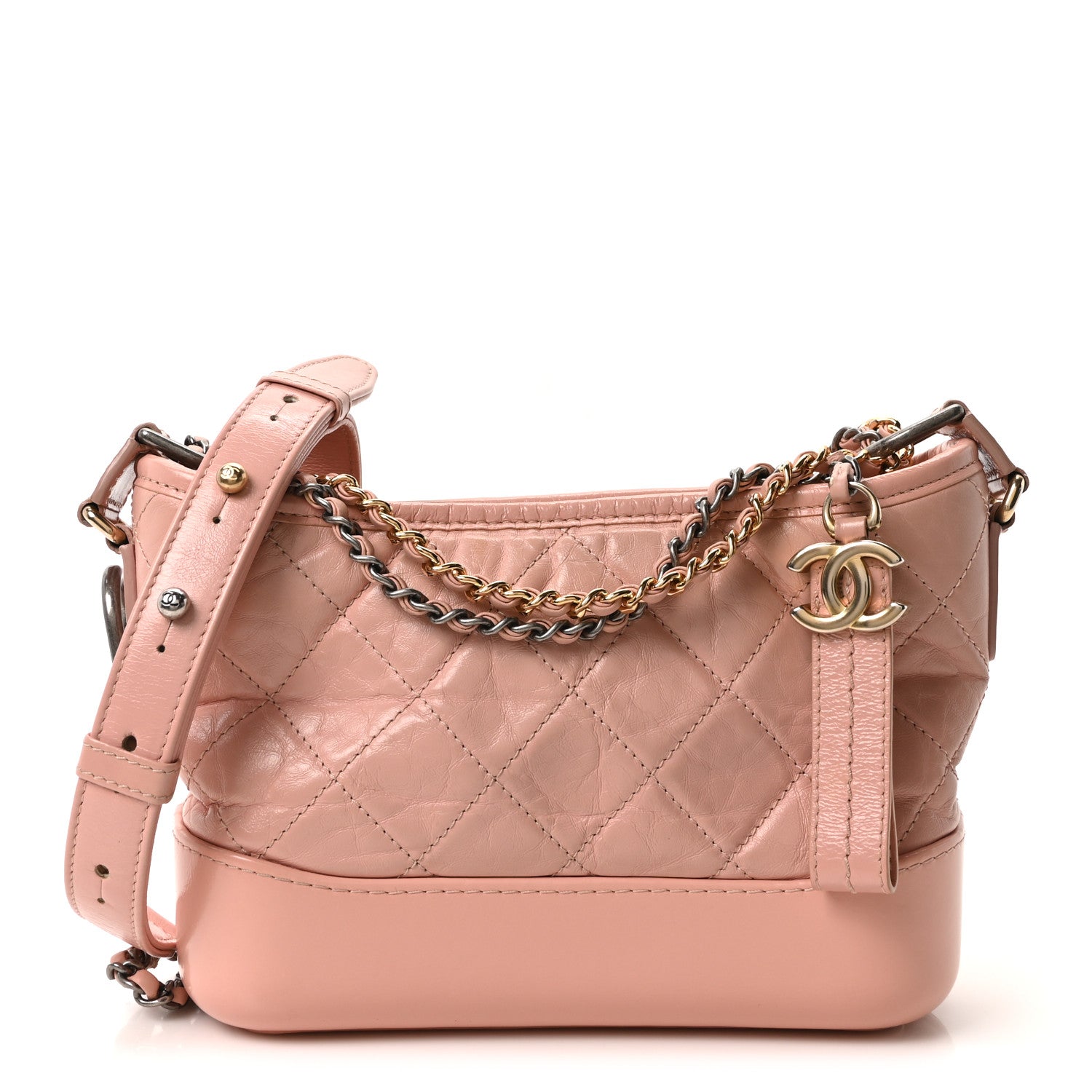 Aged Calfskin Quilted Small Gabrielle Hobo Pink