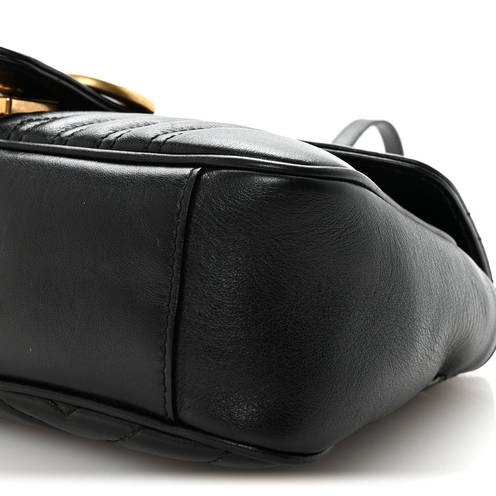 Calfskin Matelasse Small GG Marmont Shoulder Bag Black