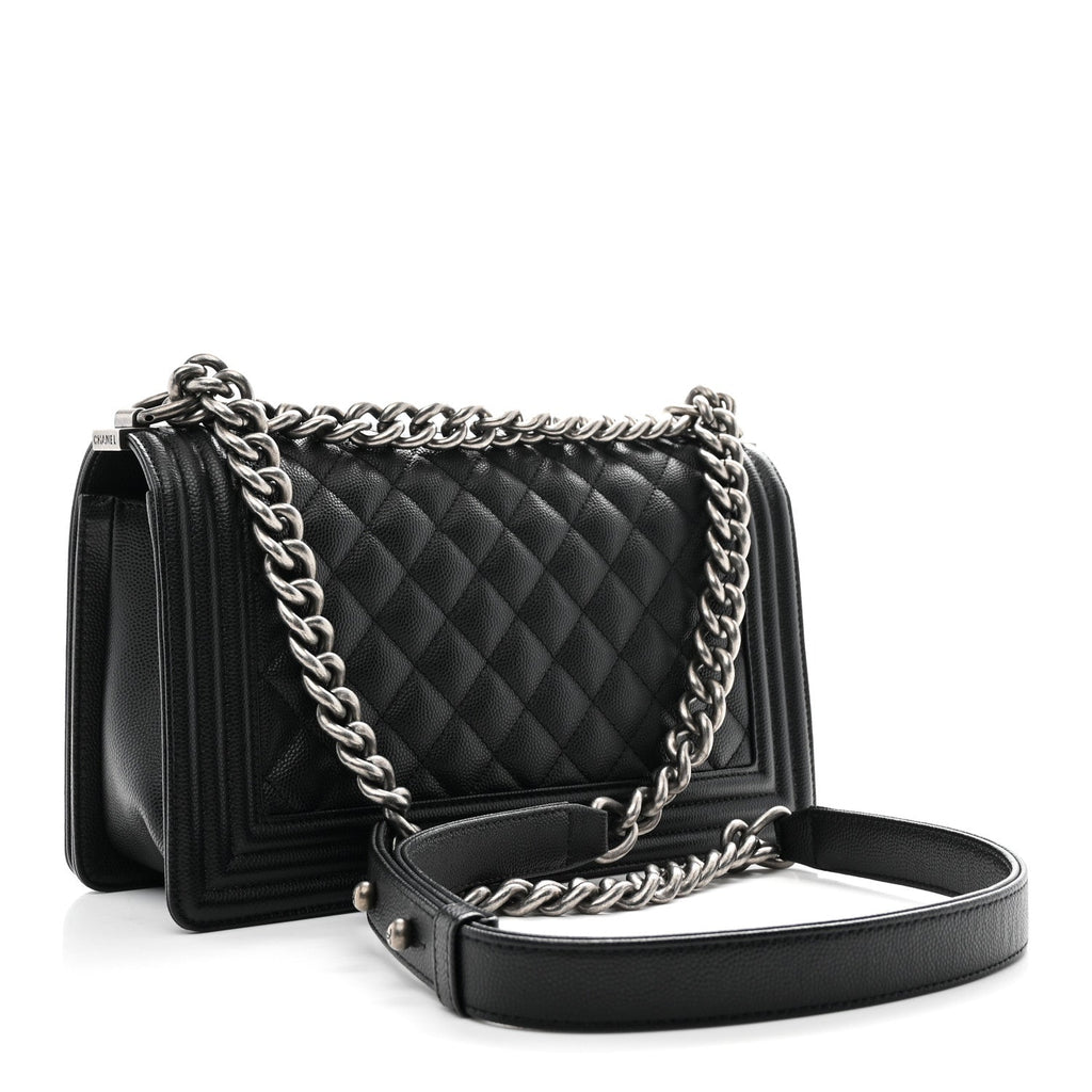 Caviar Quilted Medium Boy Flap Black