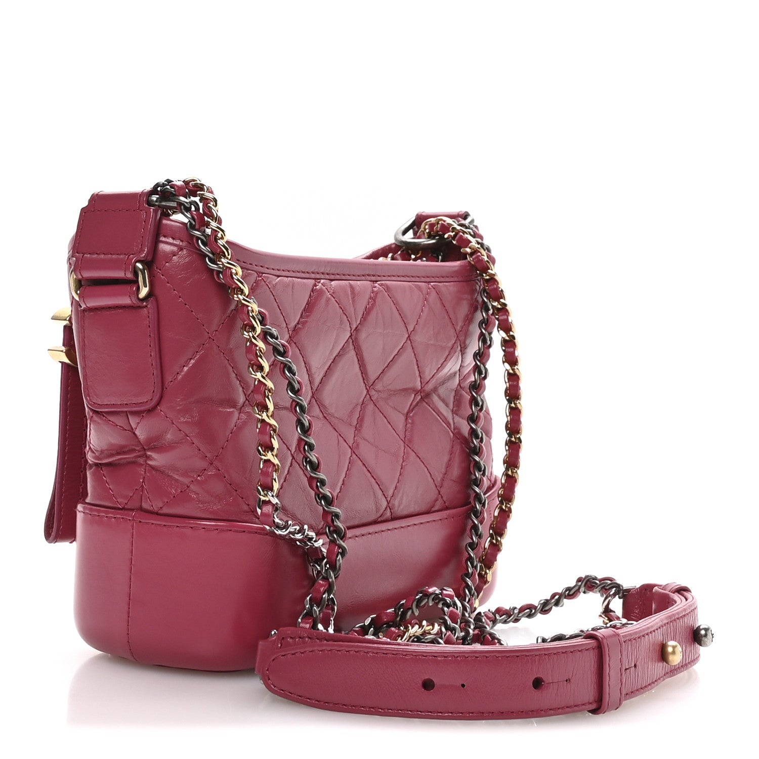 Aged Calfskin Quilted Small Gabrielle Hobo Fuchsia
