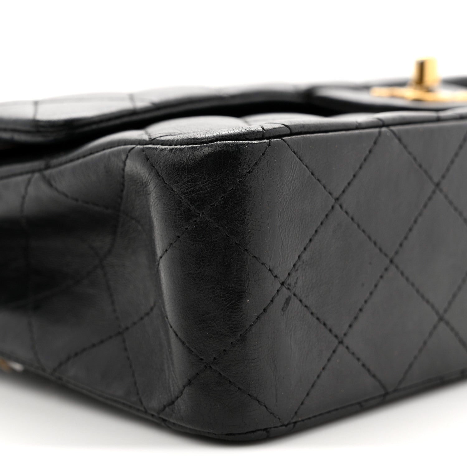 Lambskin Quilted Medium Double Flap Black