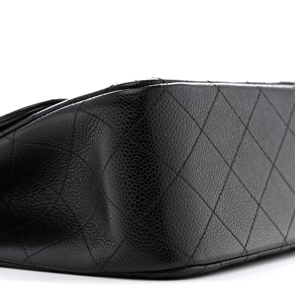 Caviar Quilted Jumbo Double Flap Black