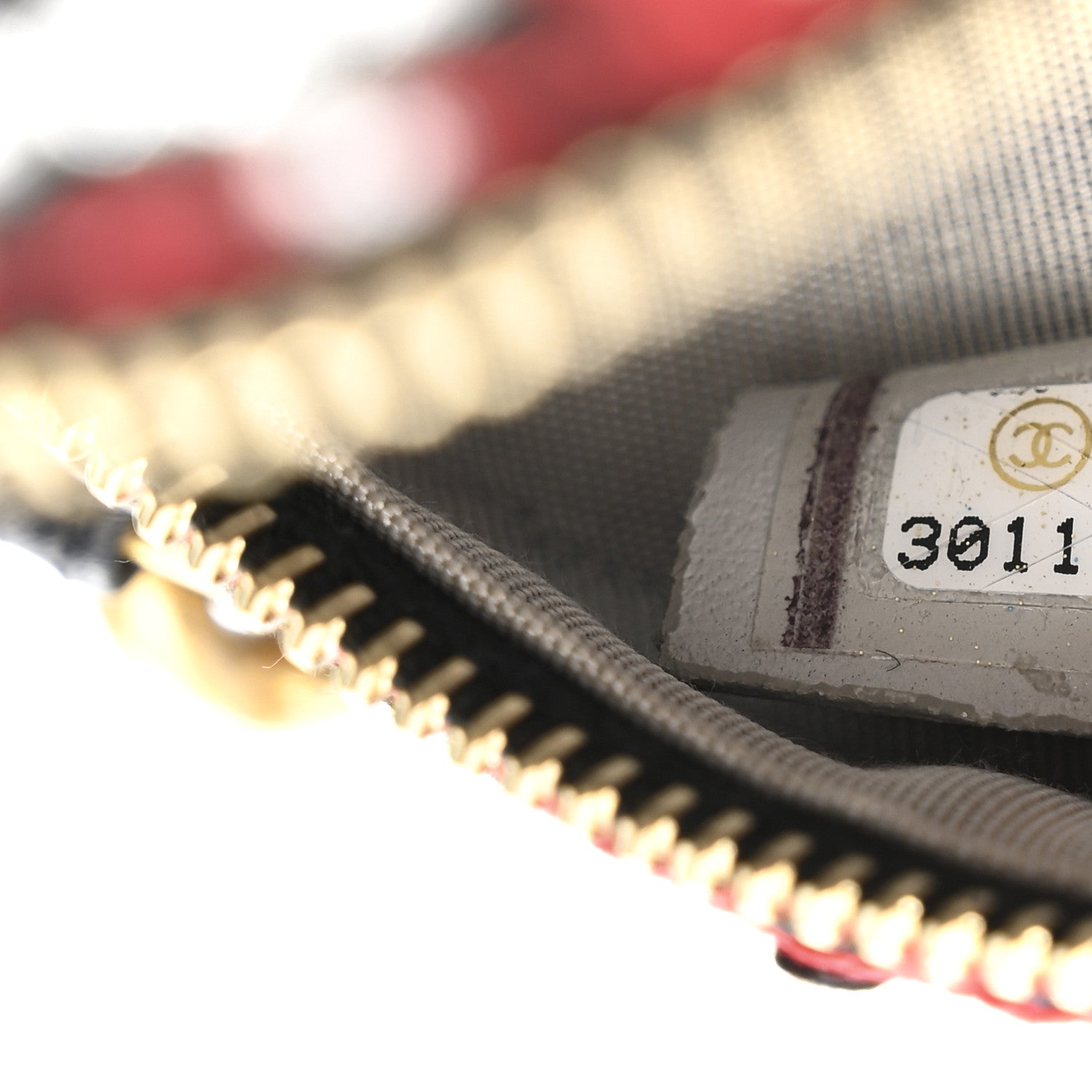 Tweed Quilted Chanel 19 Round Clutch With Chain  Red Black White Green