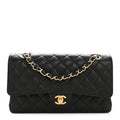 Caviar Quilted Medium Double Flap Black