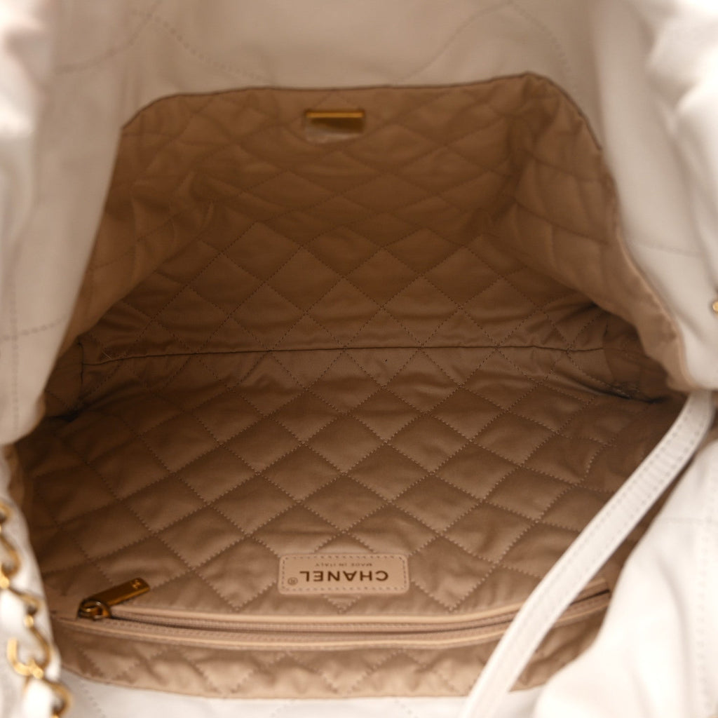 Shiny Calfskin Quilted Small Chanel 22 White