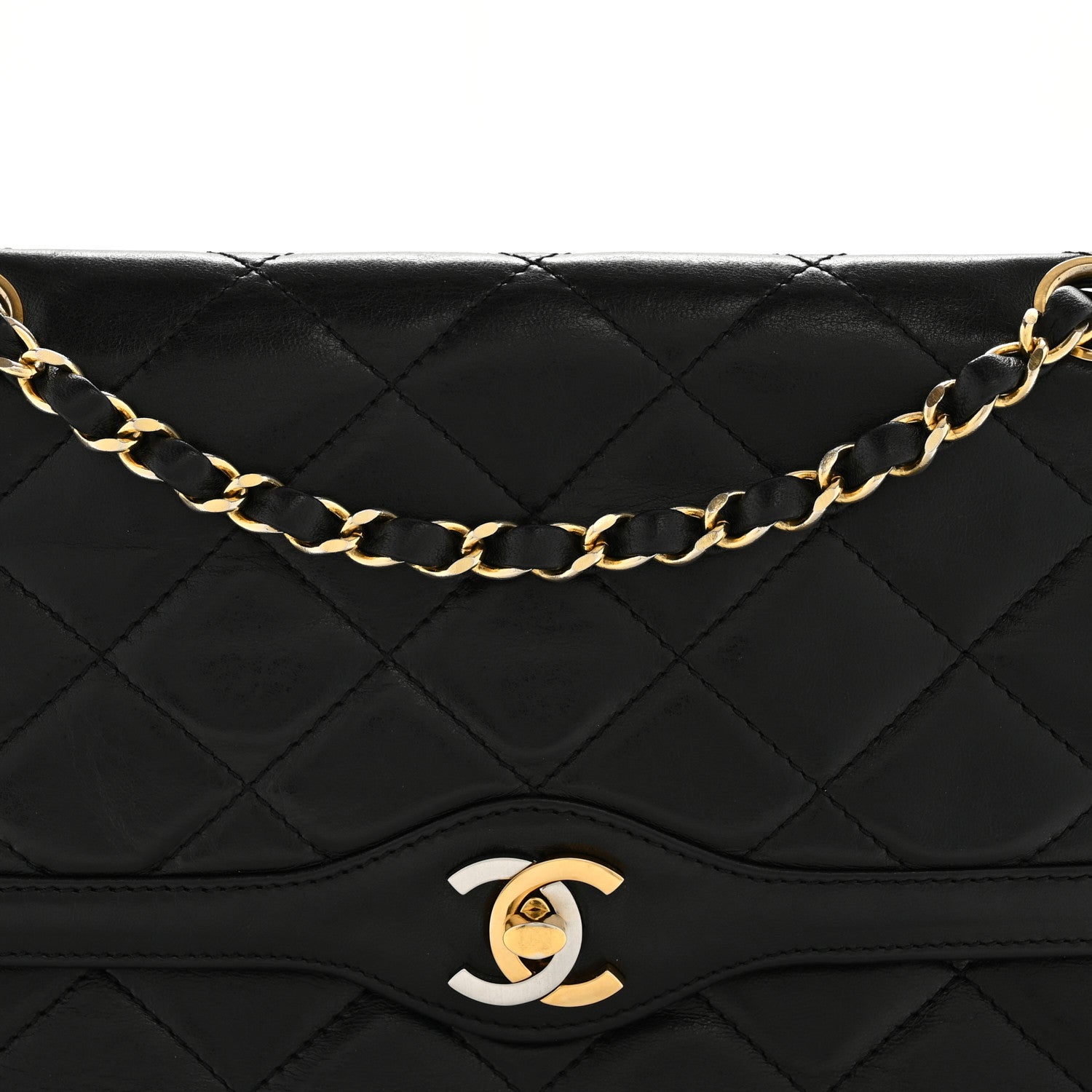 Lambskin Medium Double Flap Black