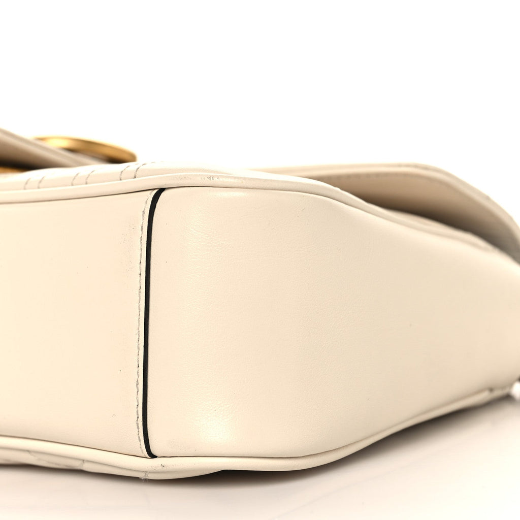 Calfskin Matelasse Small GG Marmont Shoulder Bag White