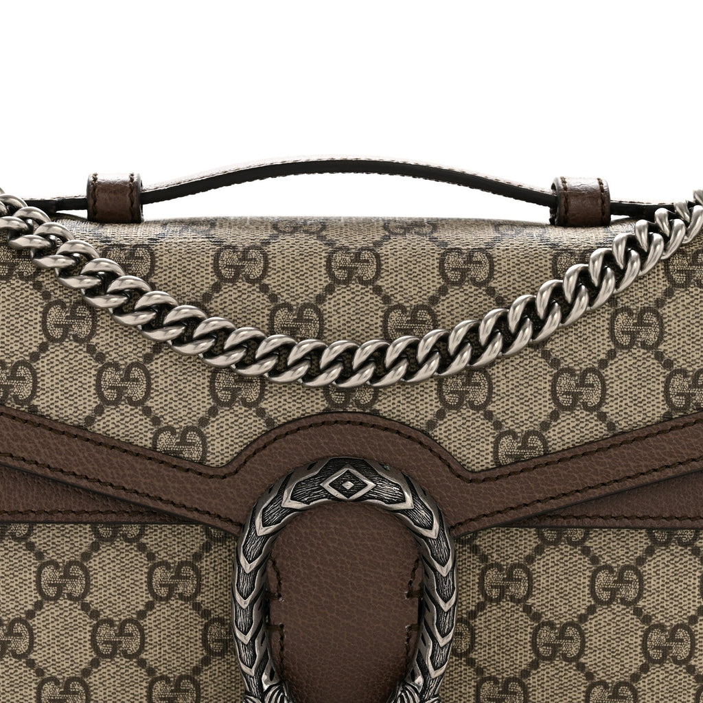 GG Supreme Monogram Textured Dollar Calfskin Top Handle Dionysus Shoulder Bag Beige Ebony New Acero
