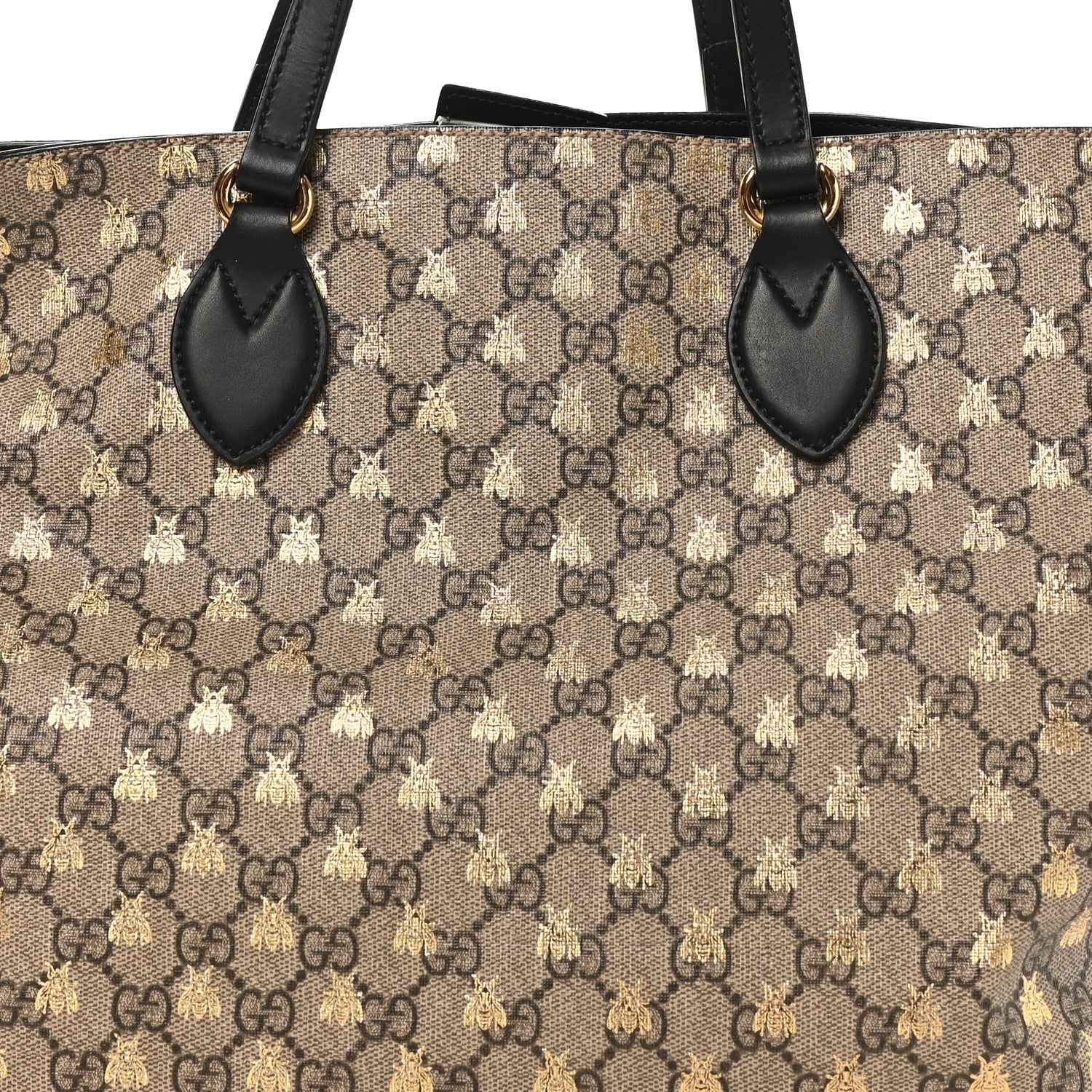 Soft GG Supreme Monogram Bees Medium Crossbody Tote Beige Oro Black