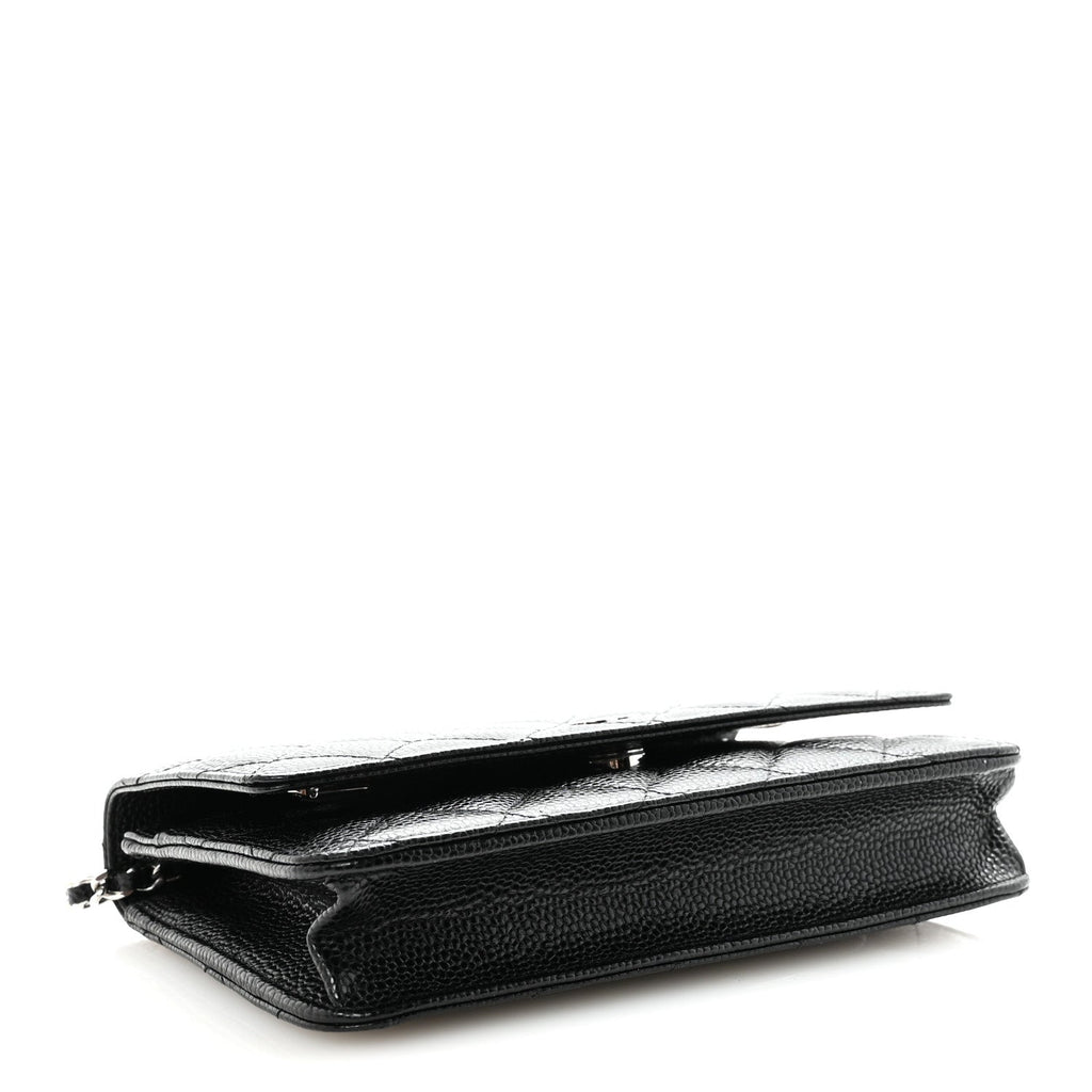 Caviar Quilted Wallet on Chain WOC Black