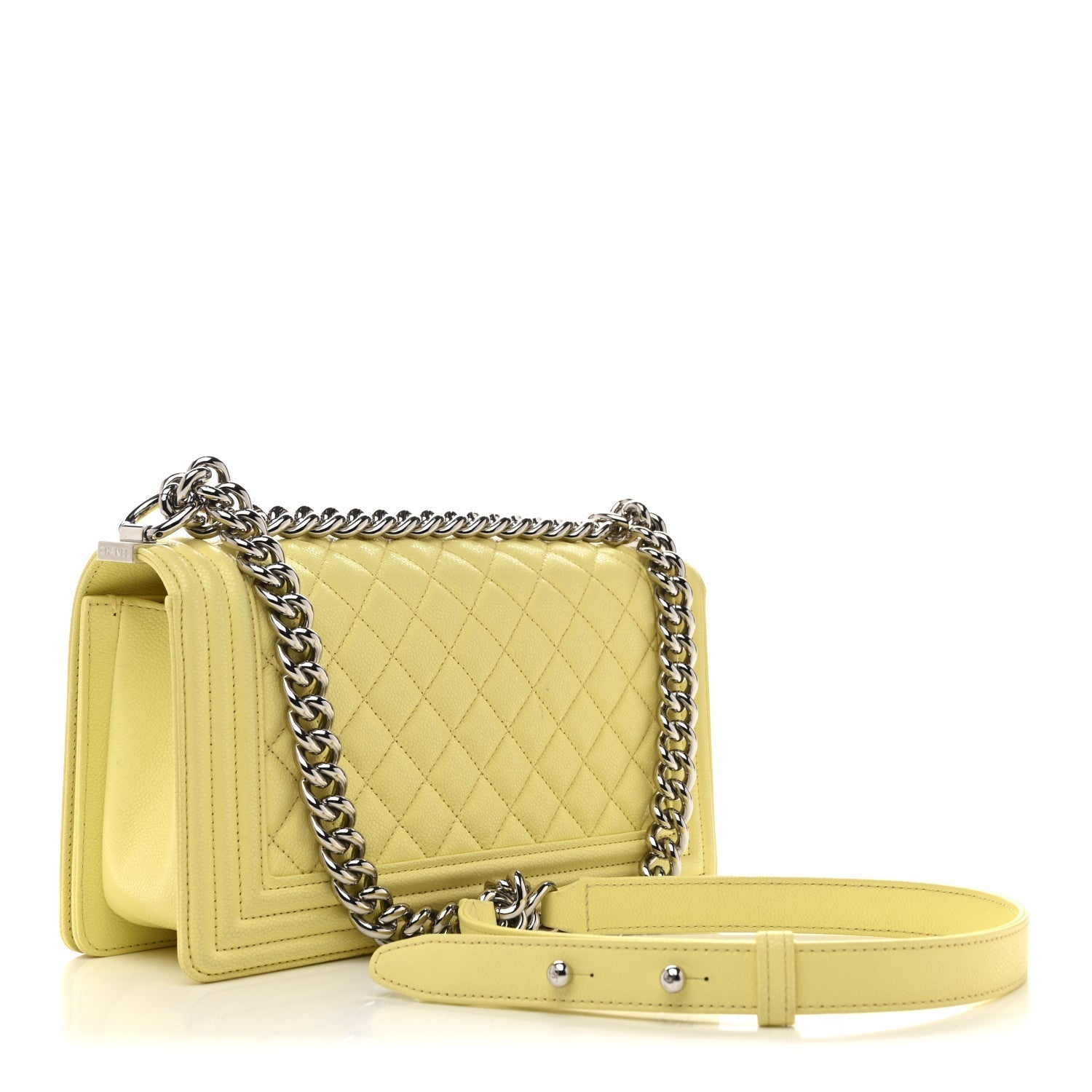 Caviar Quilted Medium Boy Flap Yellow