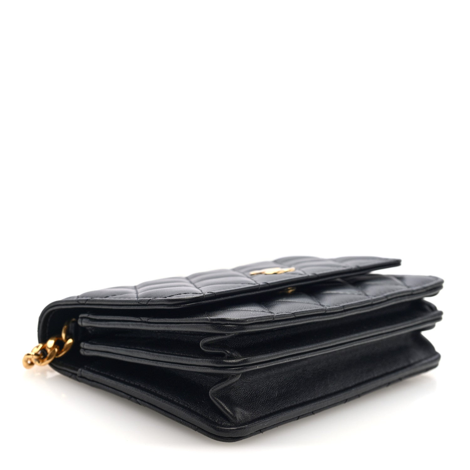 Lambskin Quilted CC Pearl Enamel Clutch on Chain WOC Black