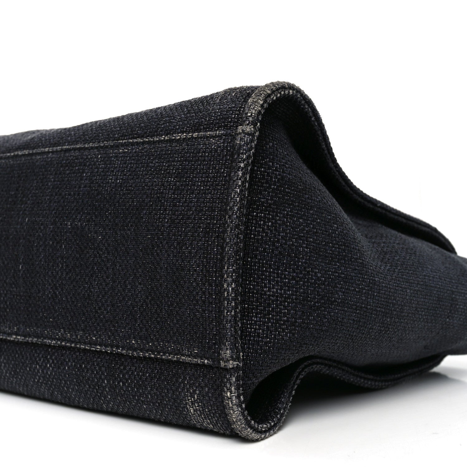 Woven Straw Raffia Large Deauville Tote Black
