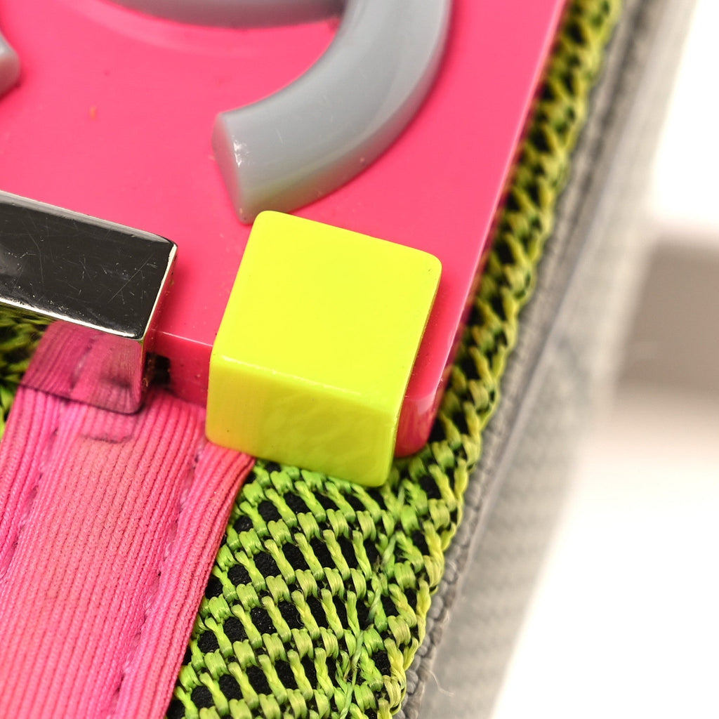 Canvas Quilted Medium Fluo Boy Flap Dark Grey Fuchsia Green