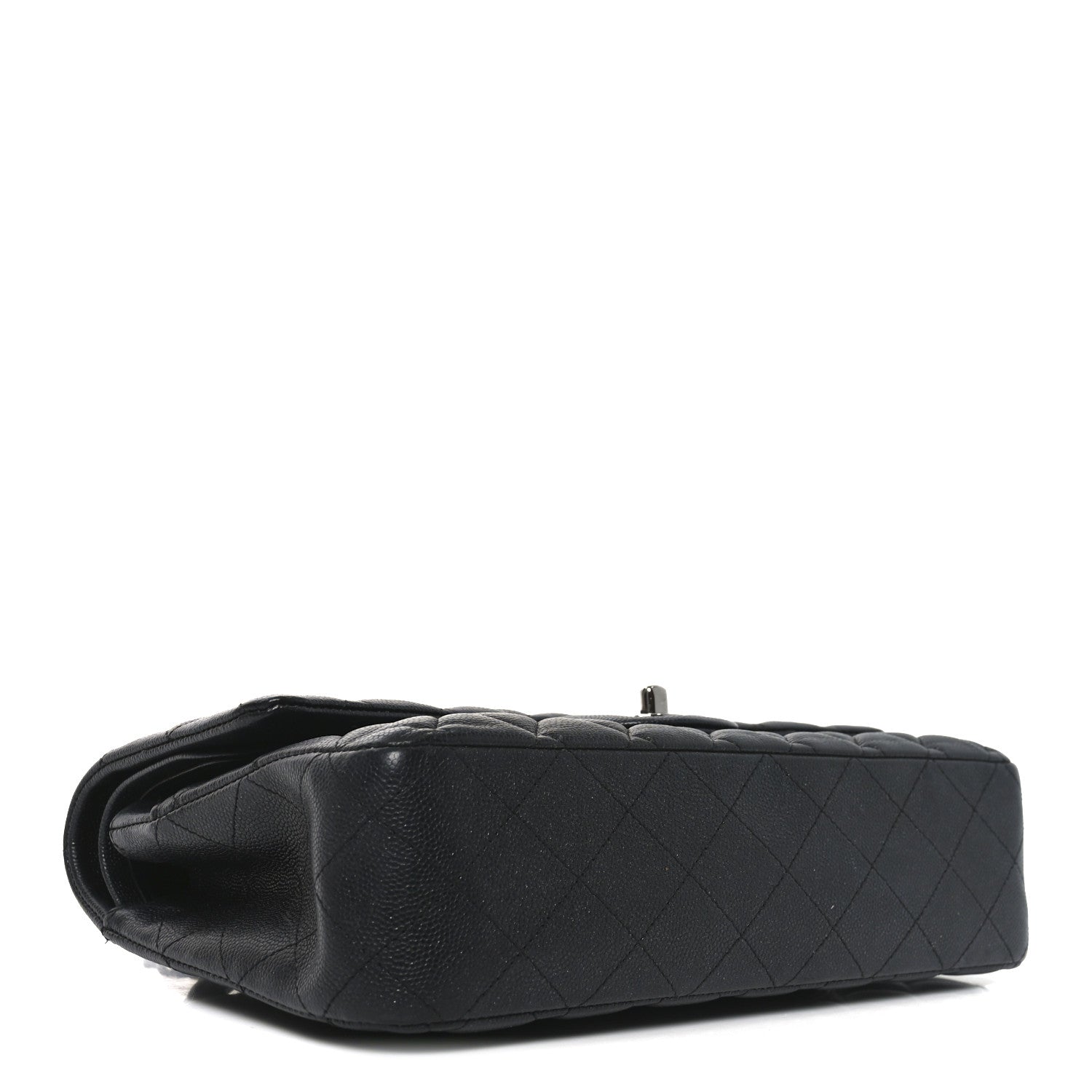 Iridescent Caviar Quilted Medium Double Flap Black