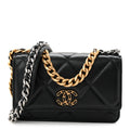 Lambskin Quilted Chanel 19 Wallet On Chain WOC Black
