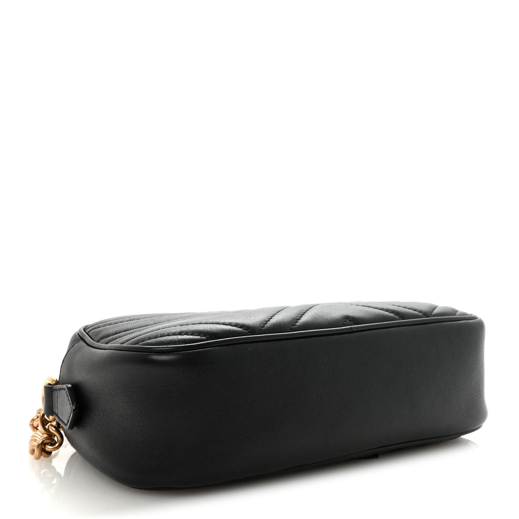 Calfskin Matelasse Small GG Marmont Chain Shoulder Bag Black