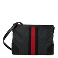 Soft GG Supreme Monogram Appia Calfskin Web East West Messenger Bag Black Grey