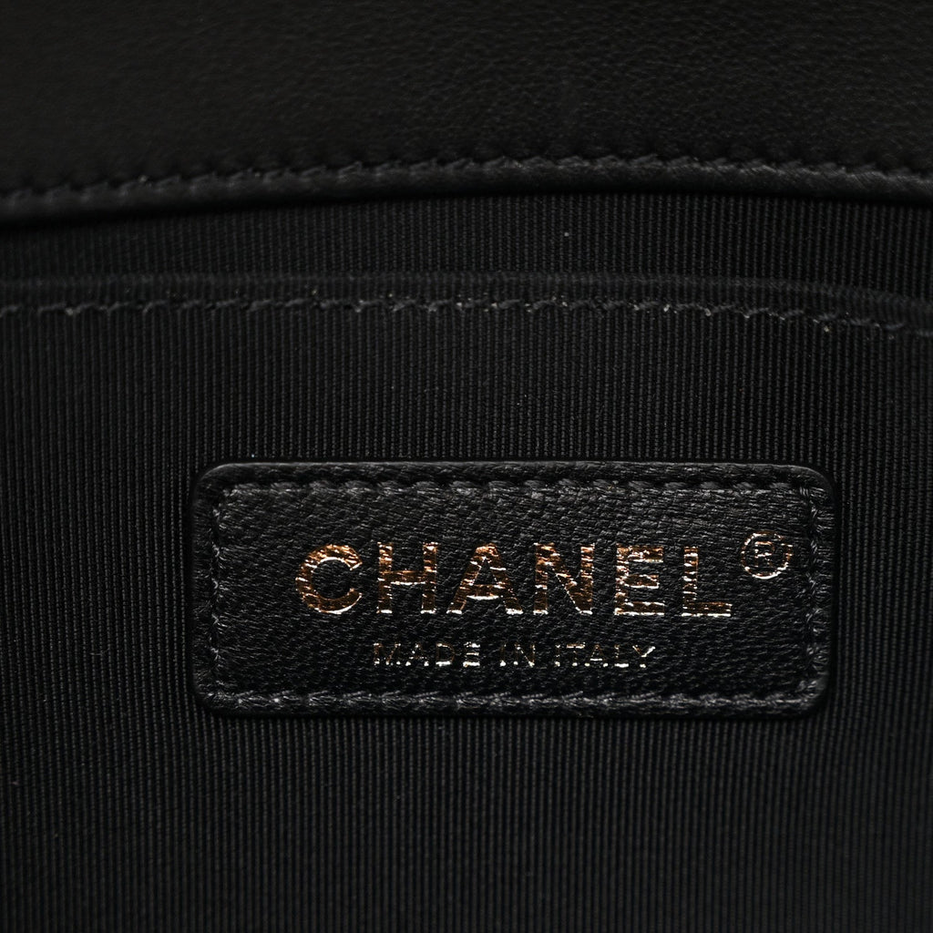 Lambskin Quilted Medium Boy Flap Black