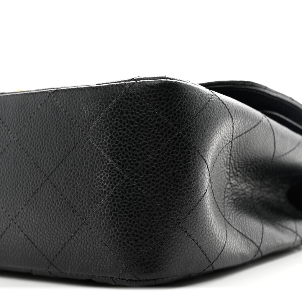 Caviar Quilted Jumbo Double Flap Black