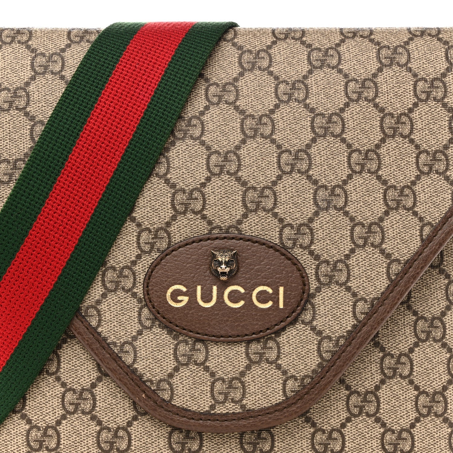 GG Supreme Monogram Web Medium Neo Vintage Flap Messenger Bag Beige New Acero