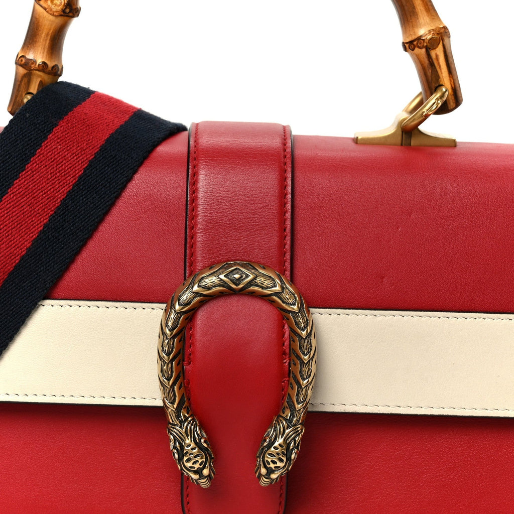 Calfskin Bamboo Web Medium Dionysus Top Handle Bag Red White Blue