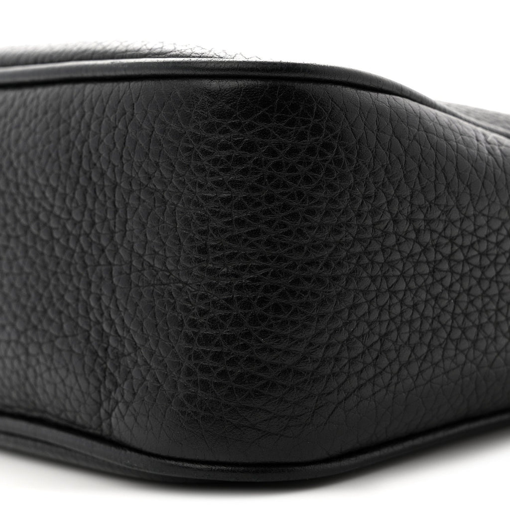 Pebbled Calfskin Small Soho Disco Bag Black